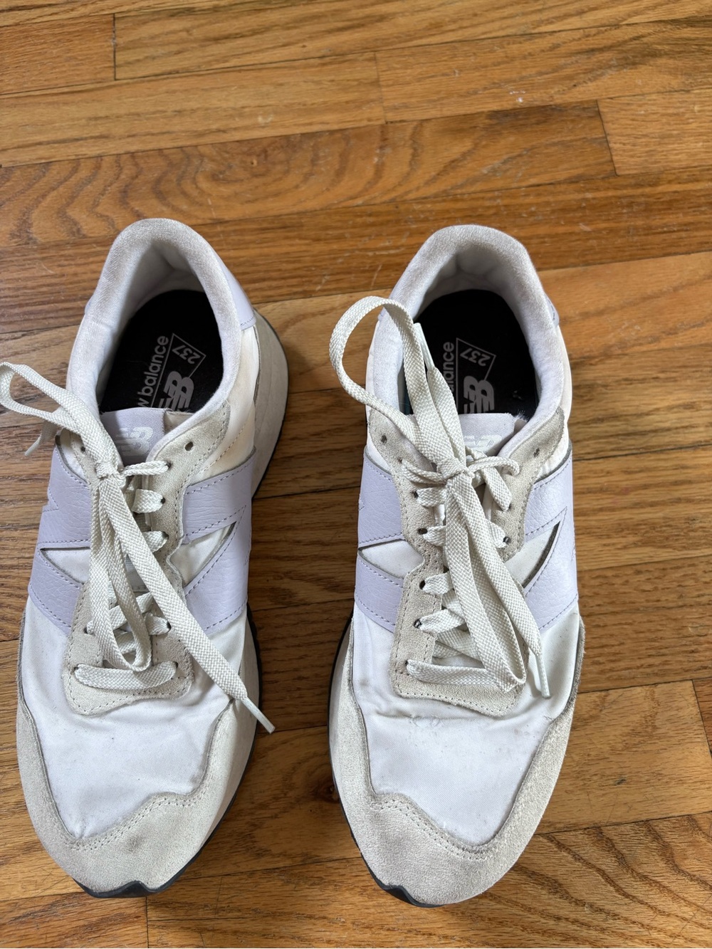 New Balance 237 White and Lavender Sneakers